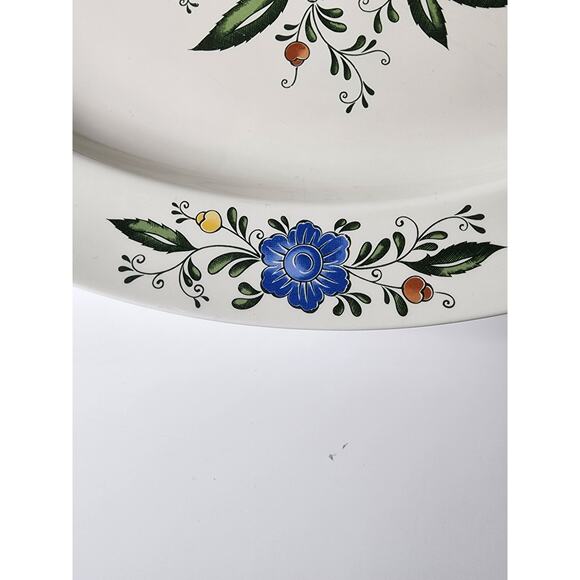 Vintage ASTA Japan Aszi Porcelain Oval Serving Platter Blue Yellow Floral 14" - Picture 5 of 7